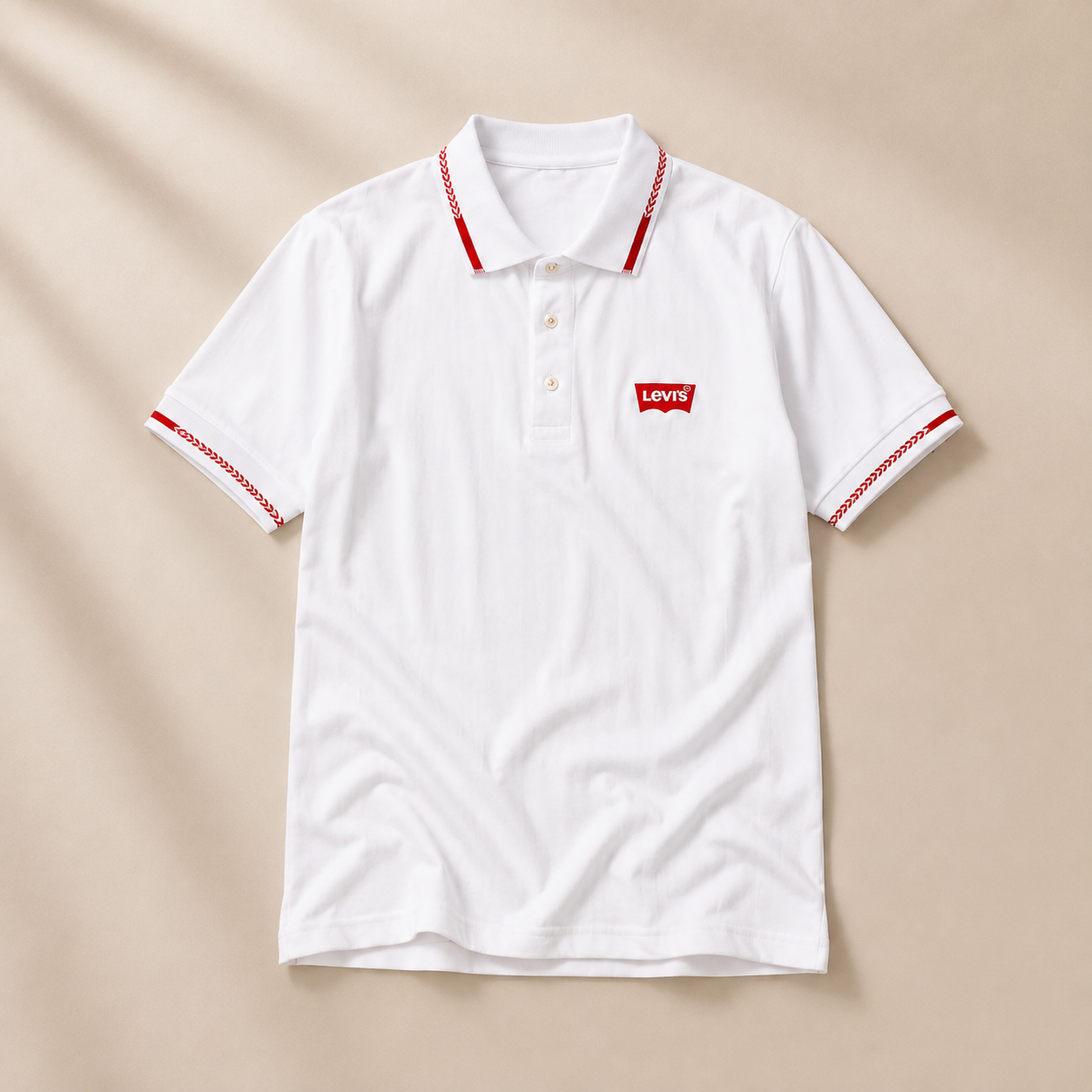 White Half Polo Shirt